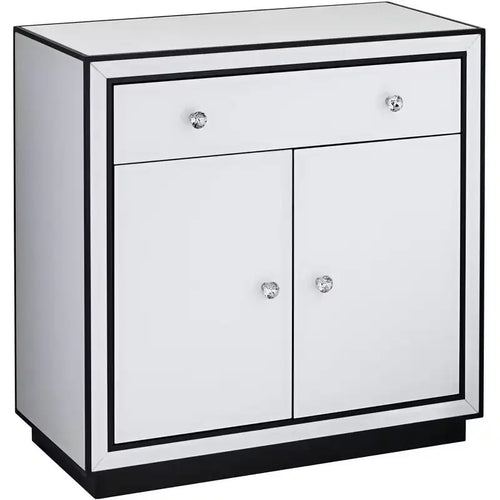 Studio 55D Biscaya 31 1/2 White Reverse Painted Glass Accent Chest