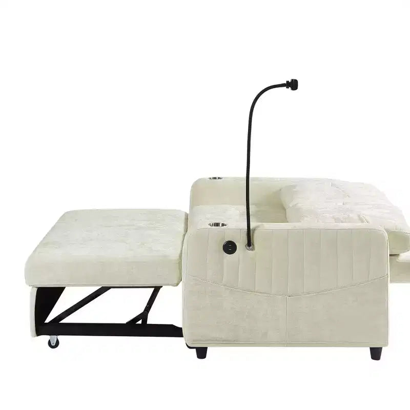 Whisen 54 Modern Loveseat Pull-out Sofa Bed with Adjustable Backrest, Two Cup Holders, Three Charging Ports