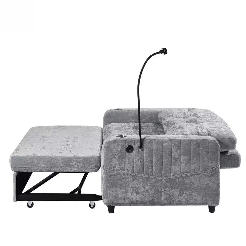 Whisen 54 Modern Loveseat Pull-out Sofa Bed with Adjustable Backrest, Two Cup Holders, Three Charging Ports