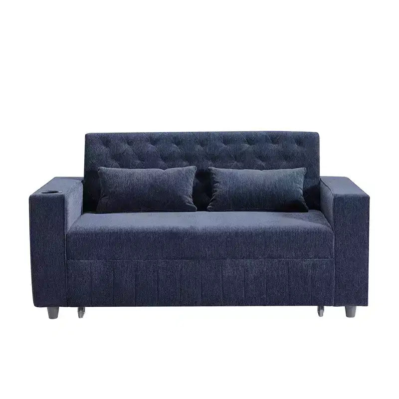 Whisen 54 Modern Loveseat Pull-out Sofa Bed with Adjustable Backrest, Two Cup Holders, Three Charging Ports