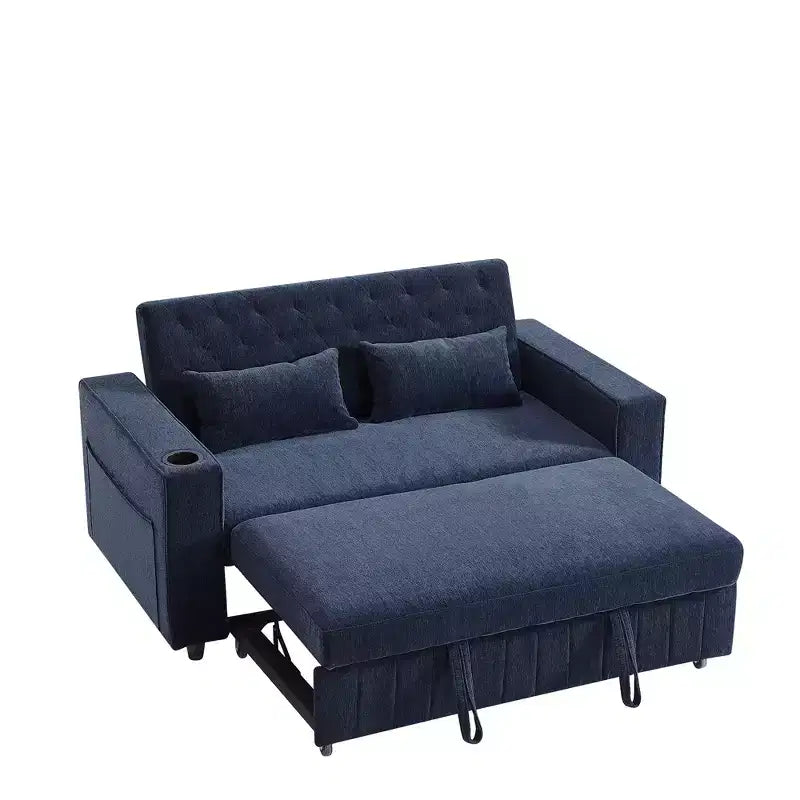 Whisen 54 Modern Loveseat Pull-out Sofa Bed with Adjustable Backrest, Two Cup Holders, Three Charging Ports