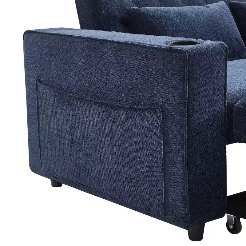 Whisen 54 Modern Loveseat Pull-out Sofa Bed with Adjustable Backrest, Two Cup Holders, Three Charging Ports