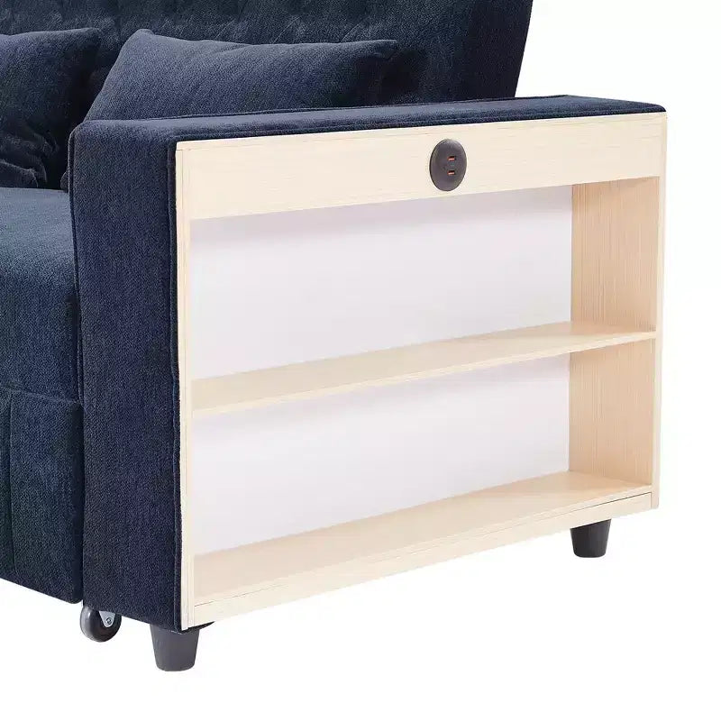 Whisen 54 Modern Loveseat Pull-out Sofa Bed with Adjustable Backrest, Two Cup Holders, Three Charging Ports