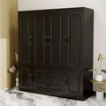 Keloyid Black Wood 61.42 in. Armoire with 2 Drawers and 6 Doors