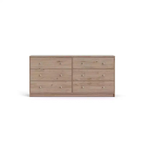 Tvilum Portland 6 Drawer Double Dresser, Jackson Hickory