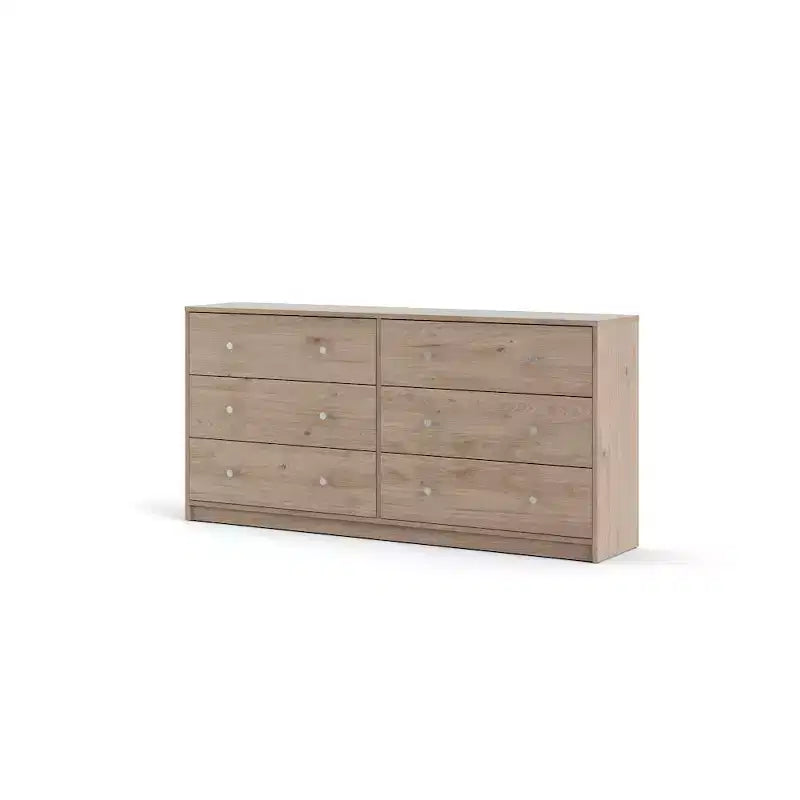 Tvilum Portland 6 Drawer Double Dresser, Jackson Hickory