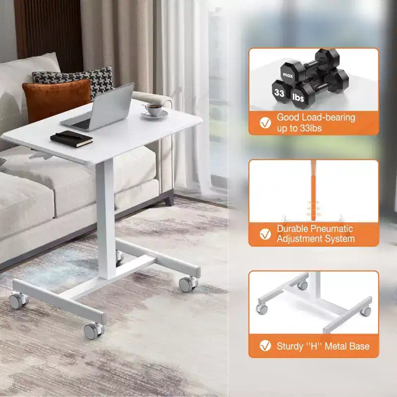 Adjustable Rolling Desk Laptop Computer Cart for Home, Office, Classroom,Overbed Table