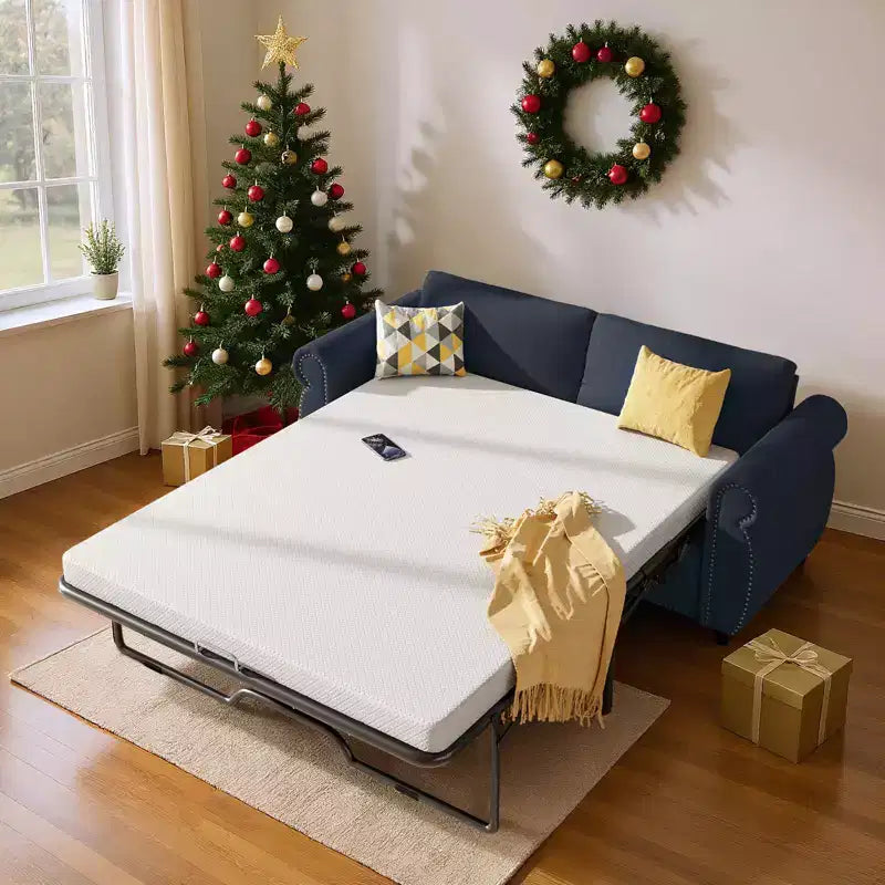 Mjkone Queen Size Pull Out Sofa Bed, 2-in-1 Convertible Sleeper Sofa Bed with Memory Foam Mattress