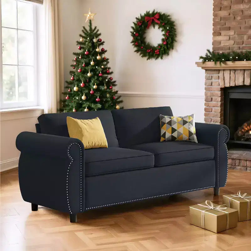 Mjkone Queen Size Pull Out Sofa Bed, 2-in-1 Convertible Sleeper Sofa Bed with Memory Foam Mattress